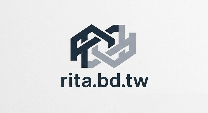 rita.bd.tw 深藍與灰銀幾何品牌標誌